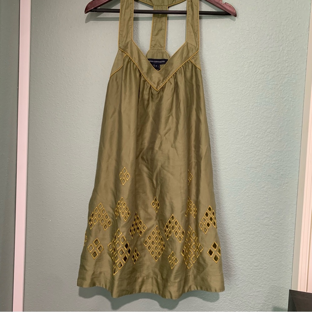 moss green ‘French connection’ baby doll dress